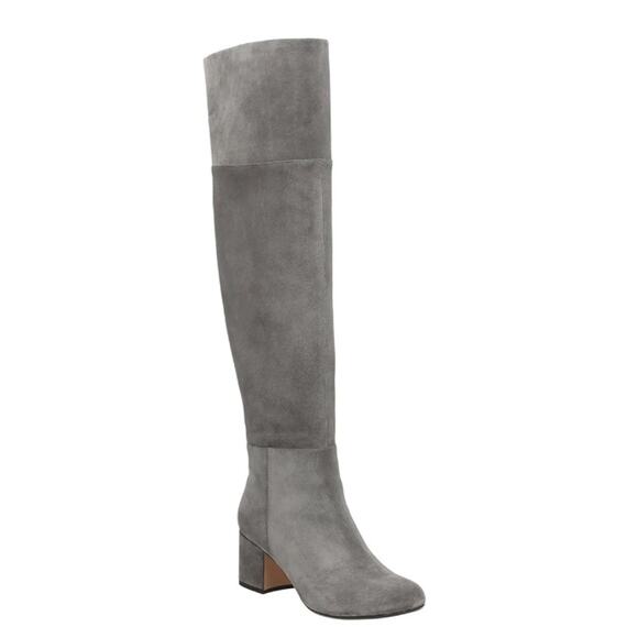 Clarks Women's Barley Rae Gray Suede Block Heel Over The Knee Boots Size 5 - Picture 1 of 12